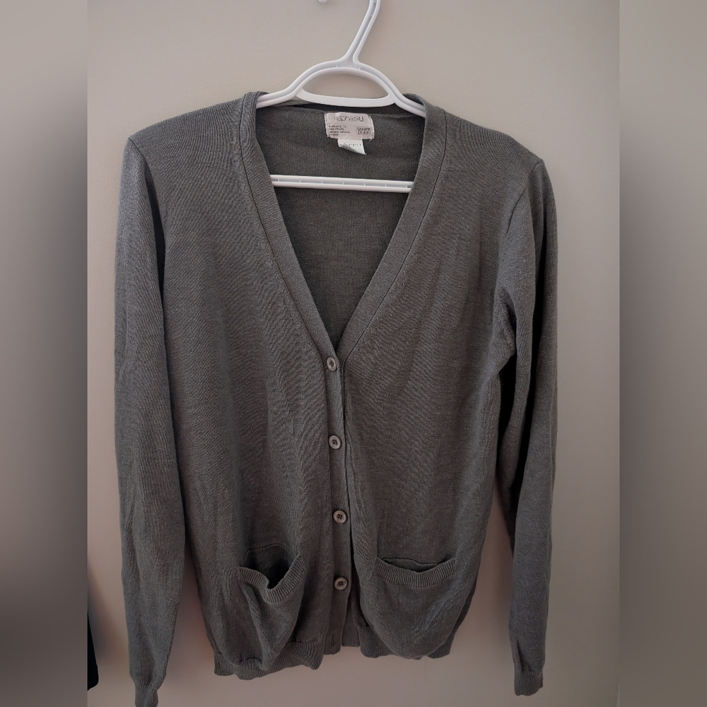 2/22$ Women's Charcoal Cardigan Sweater